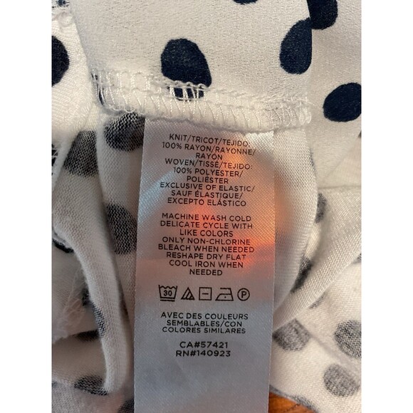 THE LOFT Women's Blouse Polka Dot Large Tie White Black Work Office Top‎ Shirt L - Picture 7 of 8